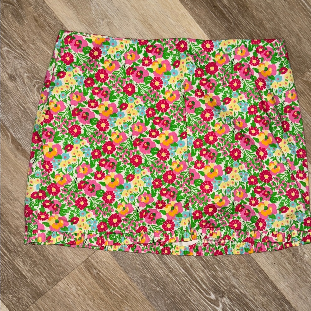 Lilly Pulitzer Callie Floral Ruffled Mini Skirt Size 2 Gardens By The Sea